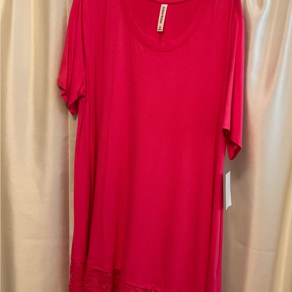 Long tunic top soft knit fuschia plus 2x nwt.